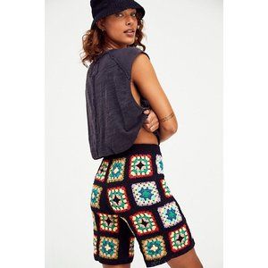 Free People X Flook Black Frances Crochet Granny Square Shorts